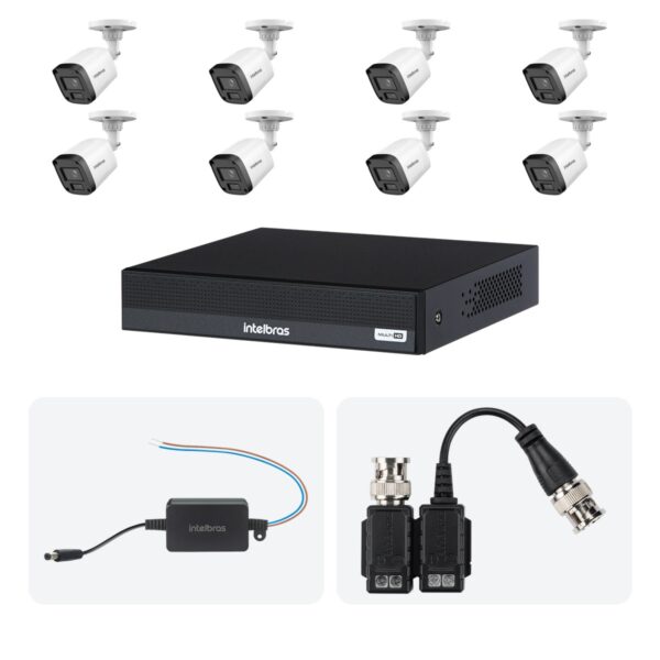 Kit 8 Cameras VHL 1220 B + DVR MHDX 1208-C 8 Canais + Fontes + Baluns