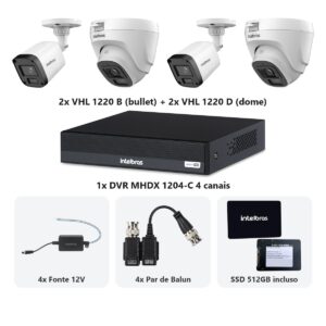 78ed8c1349c02350b9998c60c1228ae5.jpg Kit 4 Cameras VHL 1220 B e D + DVR MHDX 1204-C 4 Canais + SSD 512GB + Fontes + Baluns