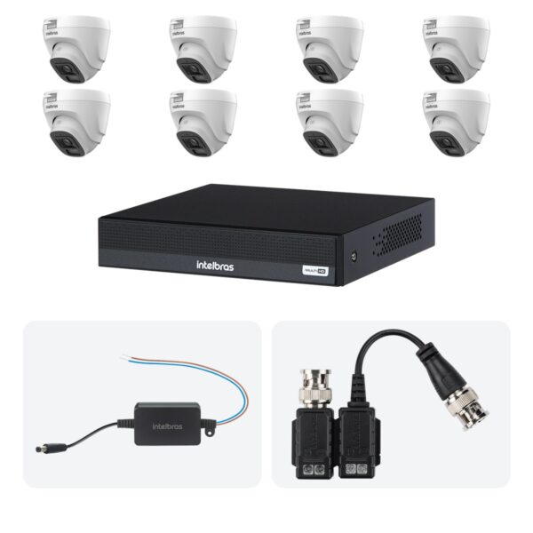 Kit 8 Cameras VHL 1220 D + DVR MHDX 1208-C 8 Canais + Fontes + Baluns
