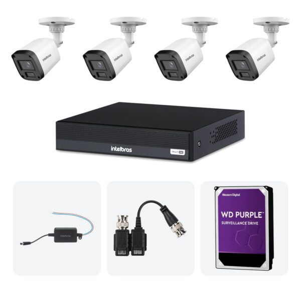 Kit 4 Cameras VHL 1220 B + DVR MHDX 1204-C 4 Canais + HD 1TB + Fontes + Baluns