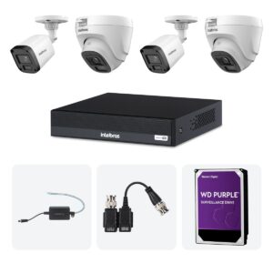 Kit 4 Cameras VHL 1220 B e D + DVR MHDX 1204-C 4 Canais + HD 1TB + Fontes + Baluns