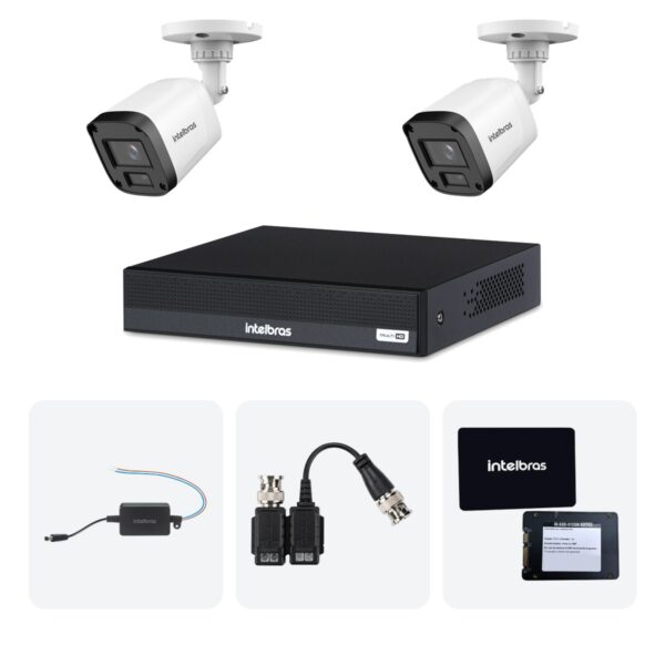 Kit 2 Cameras VHL 1220 B + DVR MHDX 1204-C 4 Canais + SSD 512GB + Fontes + Baluns