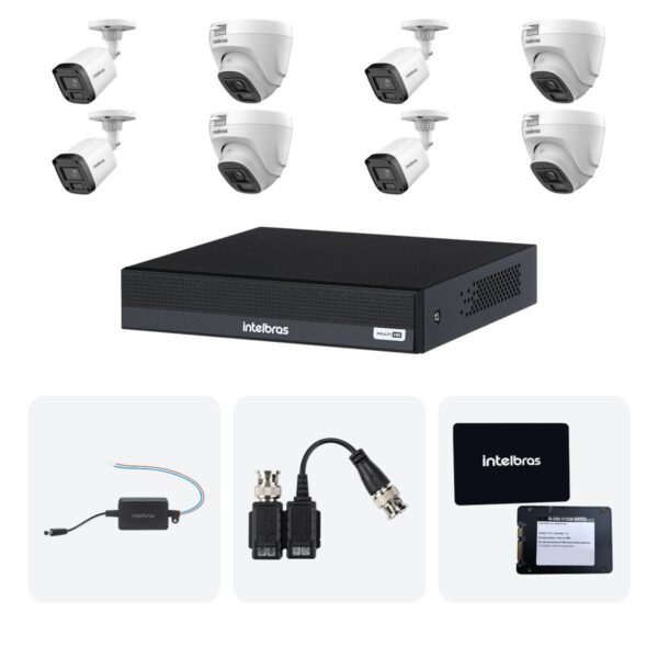 Kit 8 Cameras VHL 1220 B e D + DVR MHDX 1208-C 8 Canais + SSD 512GB + Fontes + Baluns