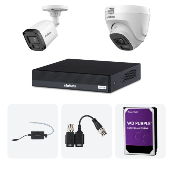Kit 2 Cameras VHL 1220 B e D + DVR MHDX 1204-C 4 Canais + HD 1TB + Fontes + Baluns
