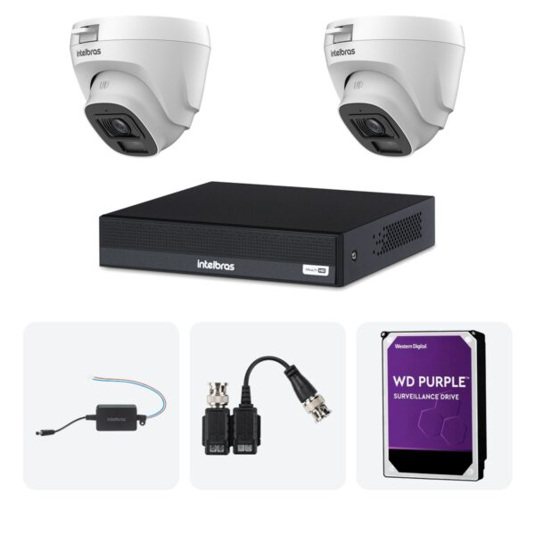 Kit 2 Cameras VHL 1220 D + DVR MHDX 1204-C 4 Canais + HD 1TB + Fontes + Baluns
