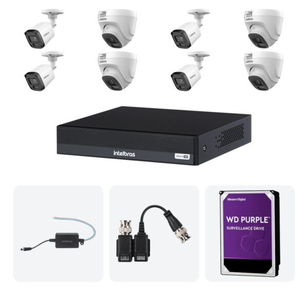 Kit 8 Cameras VHL 1220 B e D + DVR MHDX 1208-C 8 Canais + HD 1TB + Fontes + Baluns