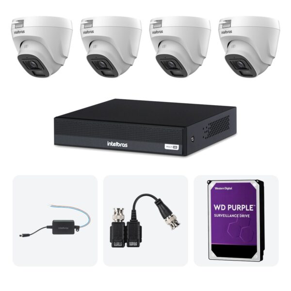 Kit 4 Cameras VHL 1220 D + DVR MHDX 1204-C 4 Canais + HD 1TB + Fontes + Baluns