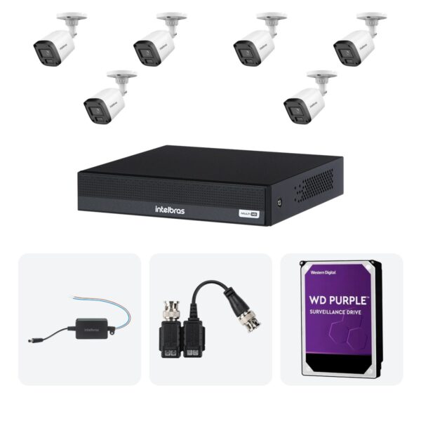 Kit 6 Cameras VHL 1220 B + DVR MHDX 1208-C 8 Canais + HD 1TB + Fontes + Baluns