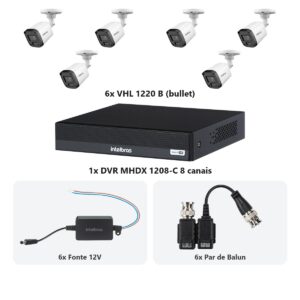 f4fc3aa7d188e53e80534f0f87917f49.jpg Kit 6 Cameras VHL 1220 B + DVR MHDX 1208-C 8 Canais + Fontes + Baluns