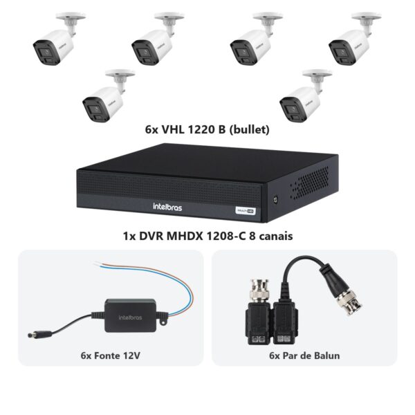 f4fc3aa7d188e53e80534f0f87917f49.jpg Kit 6 Cameras VHL 1220 B + DVR MHDX 1208-C 8 Canais + Fontes + Baluns